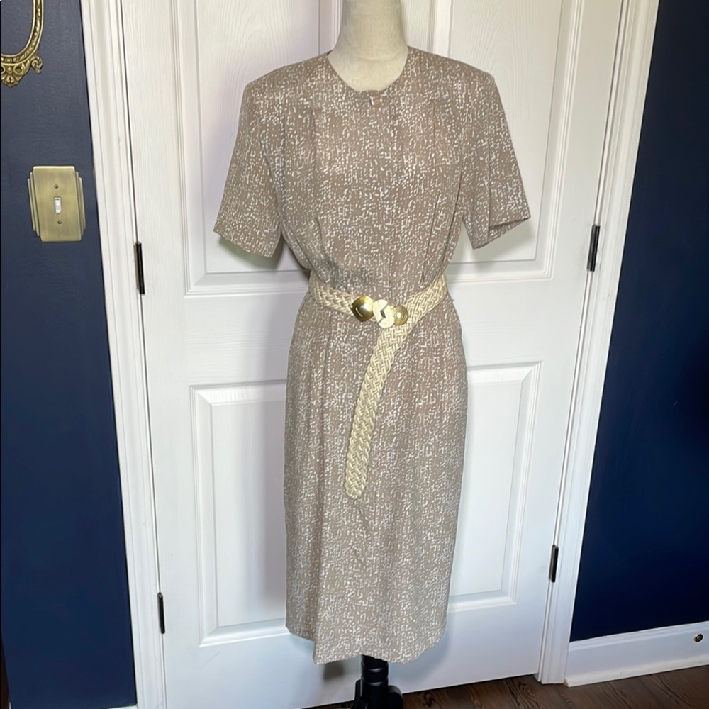 Vintage B.G.B. LTD Secretary Dress Short Sleeve Full Button Front Midi Length